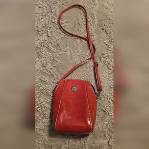 Women's Red Crossbody Phone Bag - Classic Leather Look